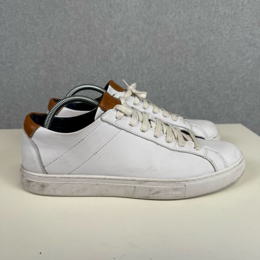 Bylt Men's Size 9.5 White Brown Leather Everyday Shoes Fashion Sneakers